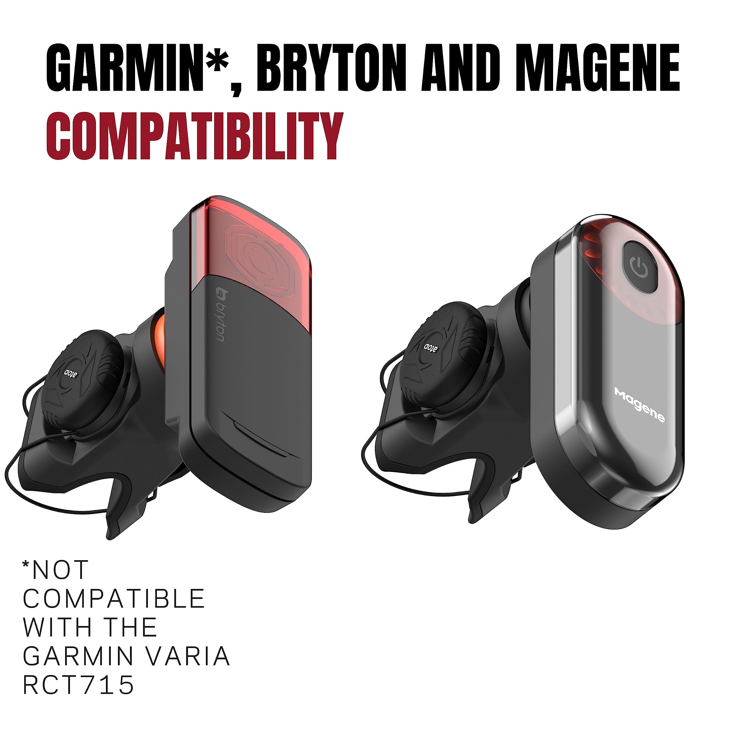 KOM Cycling for Garmin Varia Mount Tail Light Models Including RTL515, RTL510, RVR315, Magene L508 Featuring an ATOP Dial for Security - Varia Seatpost Radar Mount and Under Saddle Mount
