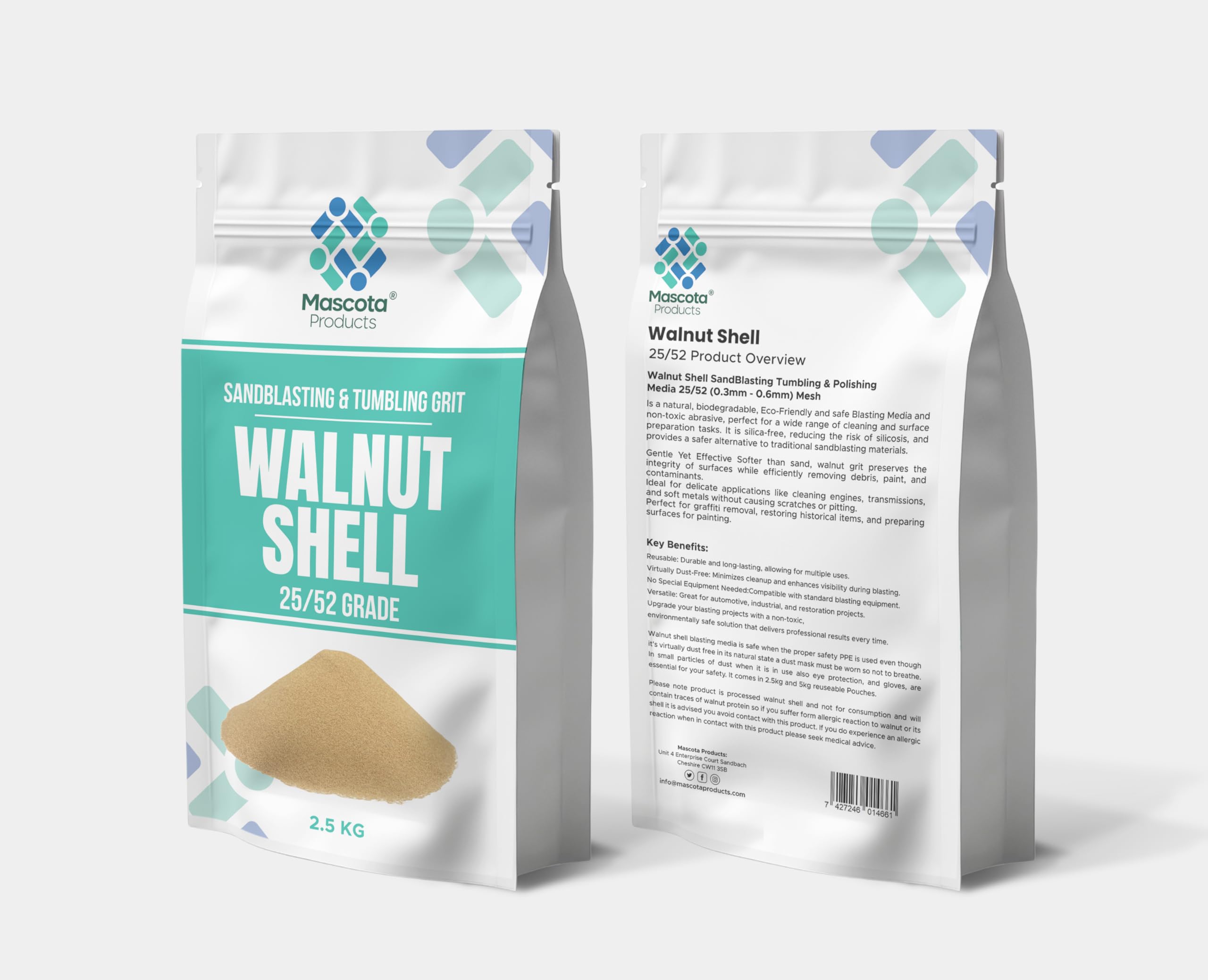 Sand Blasting Shot Blasting Walnut Shell Grit for a Cabinet, Tumbler, Polisher, 03-06 mm 25/52Mesh 2.5kg