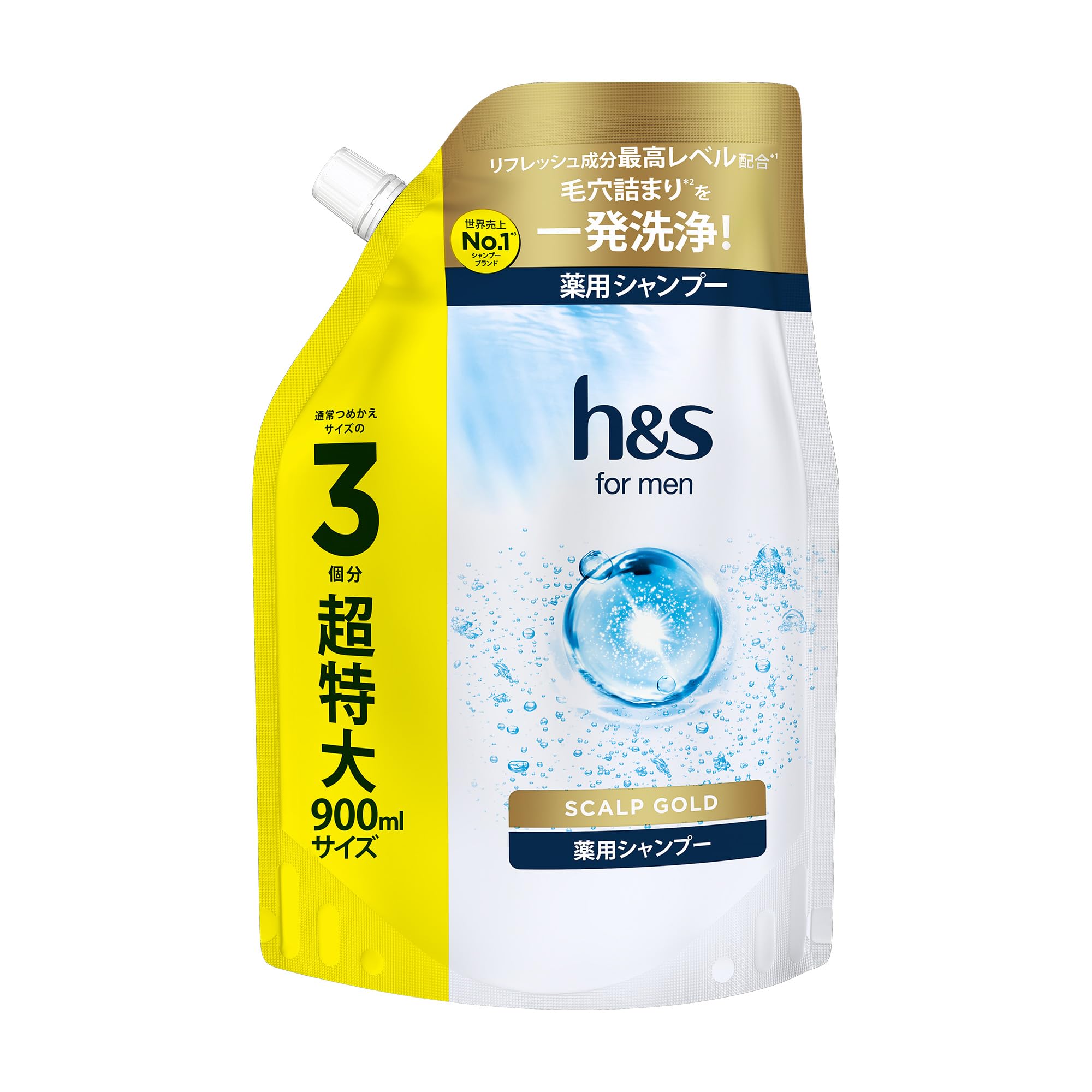 h&s スカルプゴールド 薬用シャンプー 詰め替え 大容量 900mLの商品画像