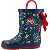 K KomForme Kids Rain Boots Waterproof Printed Rubber boots with Handles | Slip on, Double Handles,Slip Resistant