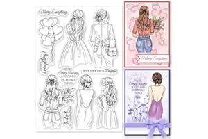 GLOBLELAND Woman Flower Clear Stamps for Cards Making Lady's Back Silicone Clear Stamp Seals Transparent Stamps for DIY Scrapbooking Photo Album Journal Home Decoration