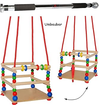 alles-meine.de GmbH 2 TLG. Set _ Gitterschaukel aus Holz + Türreck / Kinderschaukel - mit Gurt / Leichter Einstieg ! - mitwac