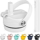 Diumepo Straw Lid for Yeti Rambler 12 18 26 36 64 oz Water Bottle, Replacement Straw Cap with Straw for Yeti Rambler Bottle, Dust Cover, Flexible Handle