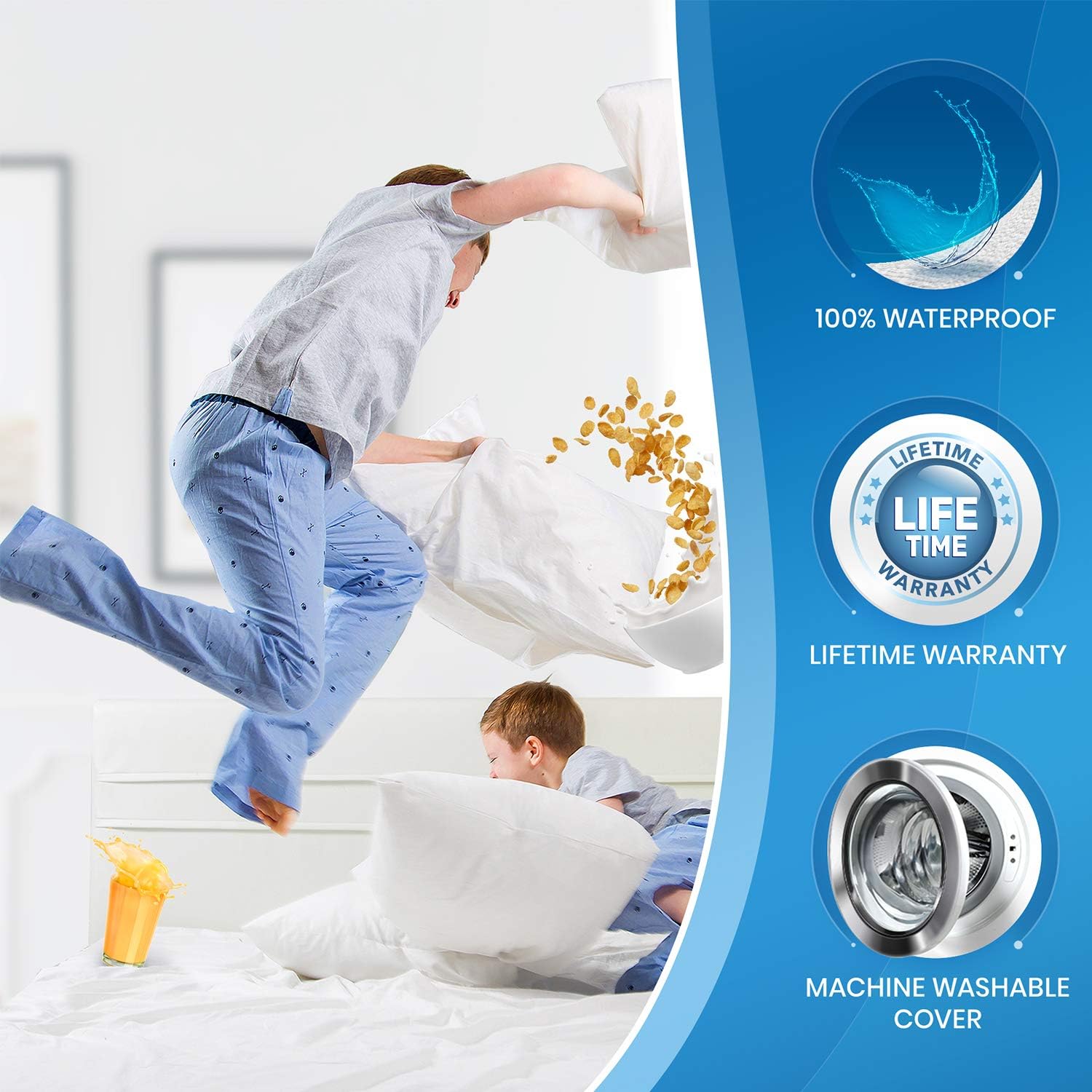 Everlasting Comfort Waterproof Pillow Protectors - Set of 2, Standard Size - Hypoallergenic Pillow Covers - Breathable Membrane: Home & Kitchen
