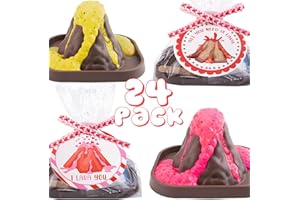 ORIENTAL CHERRY Valentines Gifts for Kids - 24 Pack Erupting Volcano Science Kit with Valentine's Cards, STEM Projects Educational Toys for Boys Girls Toddler Classroom Exchange School Activities Party Favors