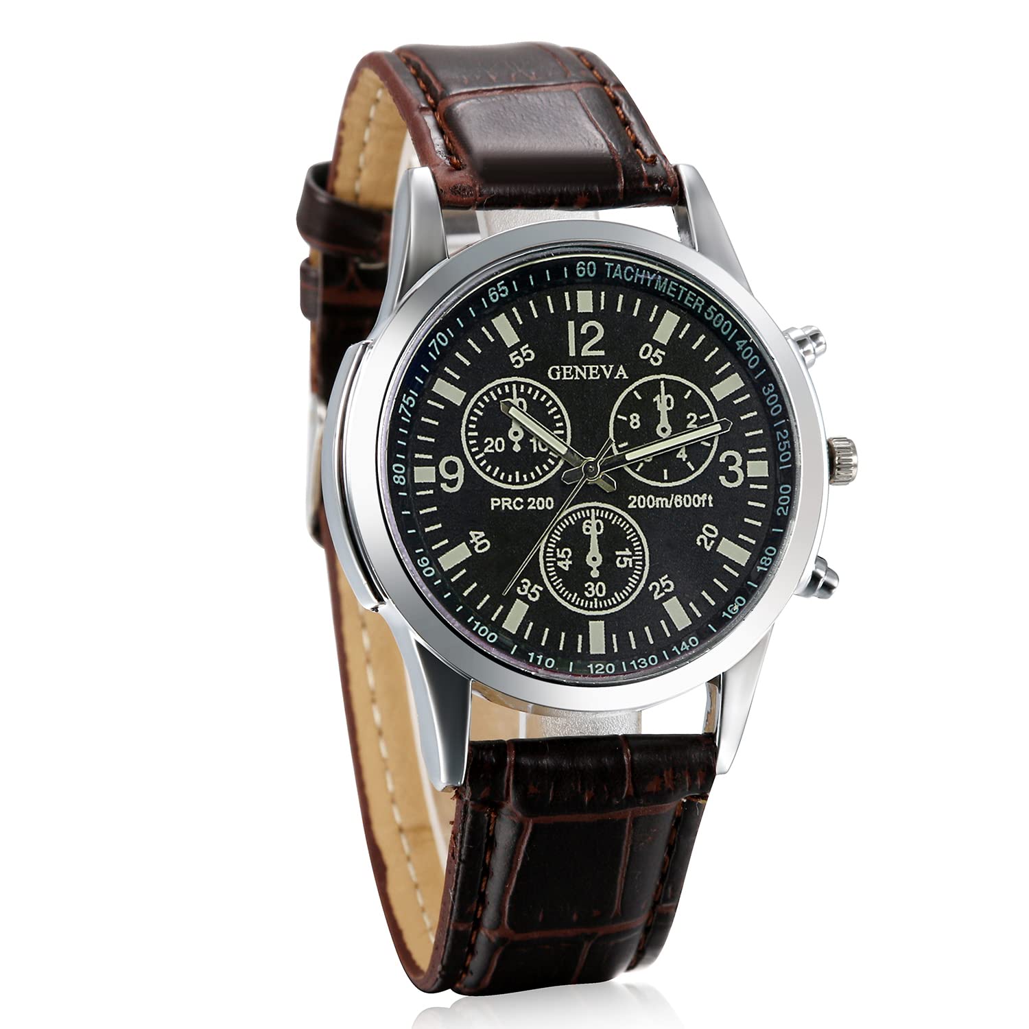JewelryWe Business Casual Men's Quartz Wrist Watch Brown Dial Leather Strap Watches — image 1
