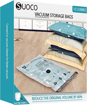 bolsas de vacío ropa con bomba eléctrica, 10 XL, bolsas de almacenaje al vacío para ropa de cama, viaje y mudanza
