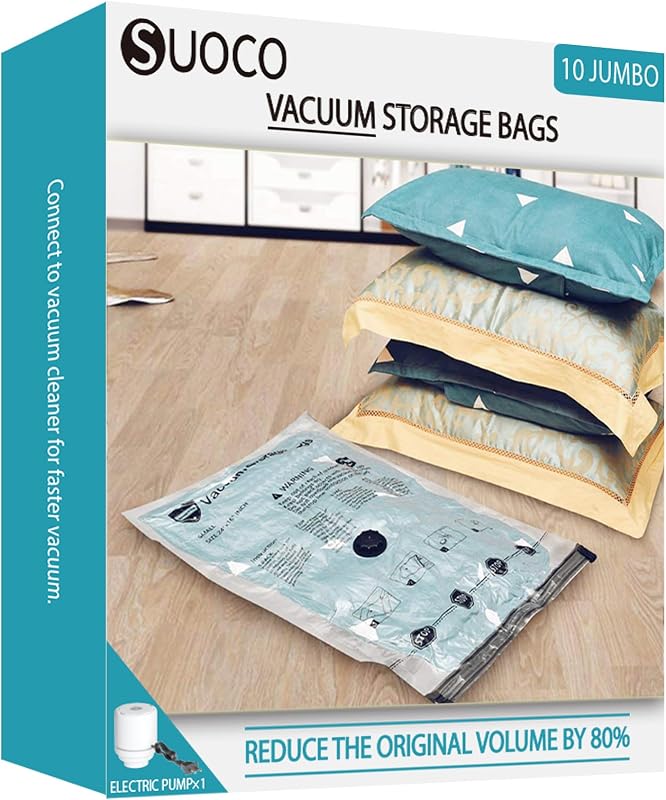 bolsas de vacío ropa con bomba eléctrica, 10 XL, bolsas de almacenaje al vacío para ropa de cama, viaje y mudanza
