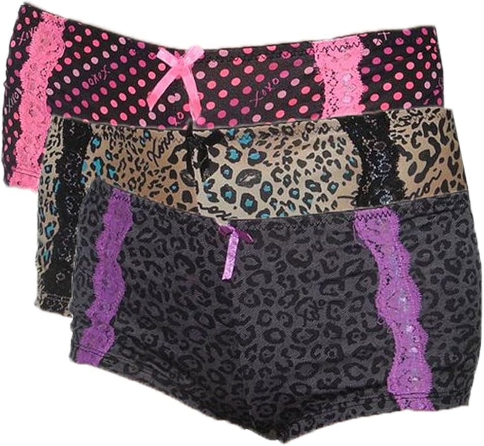 (Pack of 3) XOXO Womens Soft Boy Shorts Underwear panties 2X Multicolor
