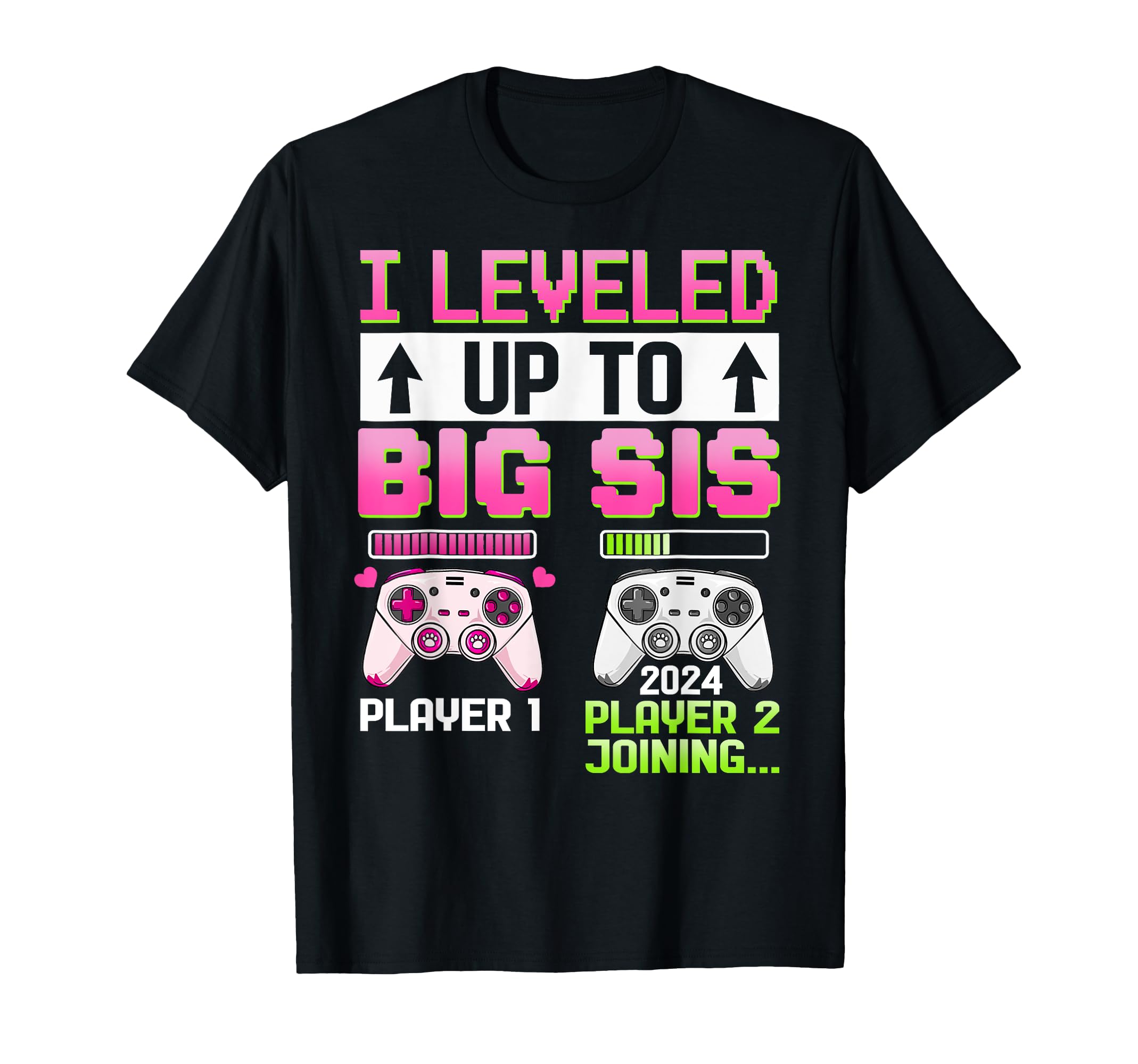 Photo 1 of (KIDS MEDIUM) I Leveled Up To Big Sis 2024 Cute Pink Soon To Be Big Sister T-Shirt (PURPLE) 