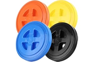 DAJAVE 4 Pieces 5 Gallon Bucket Lids 12 Inch Plastic Screw Top Seal Lids, Leak-Proof Seal Lids Bucket 5 Gallon Screw Top Lids