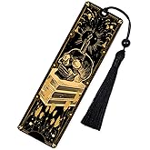 Fouliki Tarot Card Bookmarks, Vintage Occult & Mystical Theme with Tassels, Celestial Moon and Stars Design for Book Lovers, Witches, Pagans and Spiritual Readers (Gold & Black)