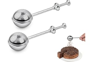 Victhur Flour Duster 304 Stainless Steel Small Strainer Fine Mesh Tea Strainer Set of 2 Spring-Operated Handle Strainer for B