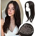 Ms Taj 18 Inch Synthetic Hair Toppers for Women with Thinning Hair - Long Layered, 6.5"X6.5" Fiber Wiglets (Brown, Black)