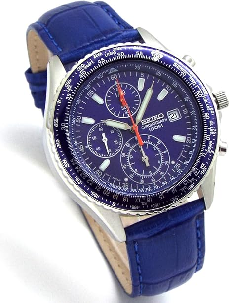 Amazon Seiko パイロット クロノグラフ 腕時計 ブルー本革ベルトセット 国内セイコー正規流通品 Snd255p1 Bl 並行輸入品 メンズ腕時計 腕時計 通販