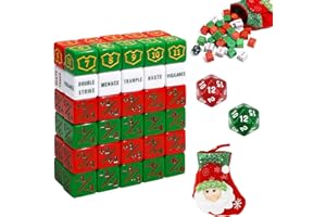 FIGURESLAB 62PCS Christmas Themed MTG Dice Set with Stocking, MTG Dice Counters Bulk Ability Keywords Token, Plus 1 Shield Life Counter Keyword Buff Tokens Dice for TCG, CCG Cards Gaming Accessories