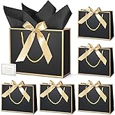 DOYIDE 30 Pcs Thank You Gift Bags with Tissue Paper, 9x7x3.1in Paper Gift Bags with Handles, Gift Wrap Bags with Bow Ribbon for Wedding Birthday Baby Shower Bridesmaid Party