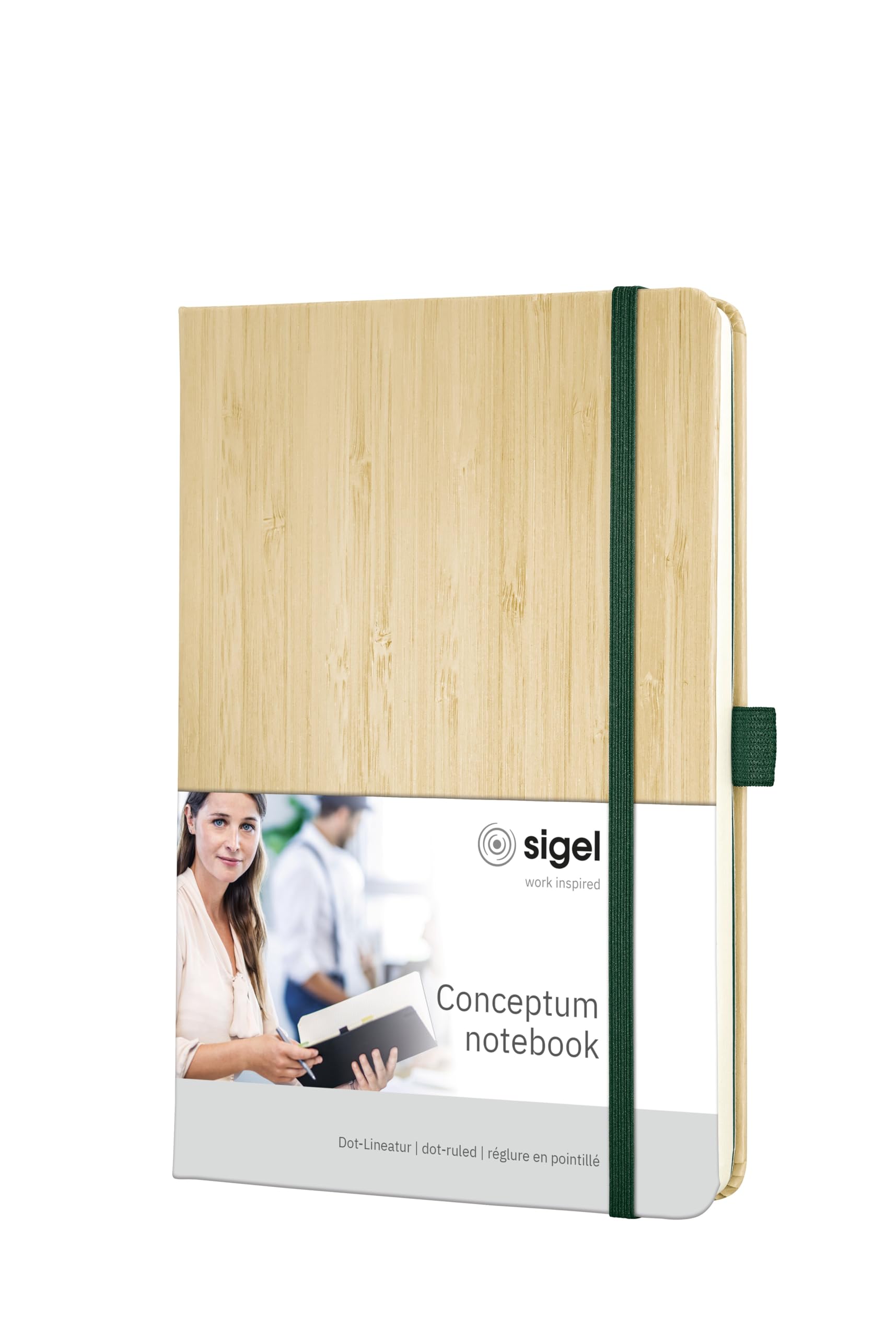 SIGEL CO670 Premium Notebook dotted, A5, real bamboo hardcover, Beige - Conceptum