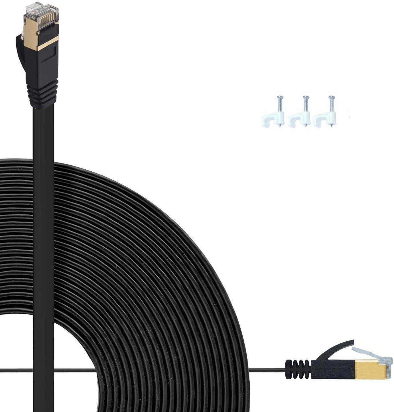 Ethernet Cable 10M Cat7 Gigabit Lan High Speed Network Patch Cable 600Mhz 10Gbps STP Copper Wires Shielded RJ45 Internet Cable for Xbox,PS4,PC,Modem,Router,LAN,Switch, Patch Panel (Black)