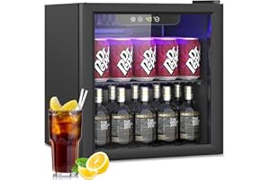 DOGHLY 1.3 Cu.ft Beverage Refrigerator Cooler, 60 Can Mini Fridge with Glass Door, Digital Temperature Display for Soda, Beer or Wine For Office or Bar with Adjustable Removable Shelves