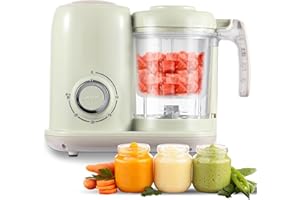 AMZBABYCHEF Baby Food Maker, 4 in 1 Baby Food Processor and Steamer, Puree Blender, Multifunctional Baby Puree Maker, Dishwasher Safe, White