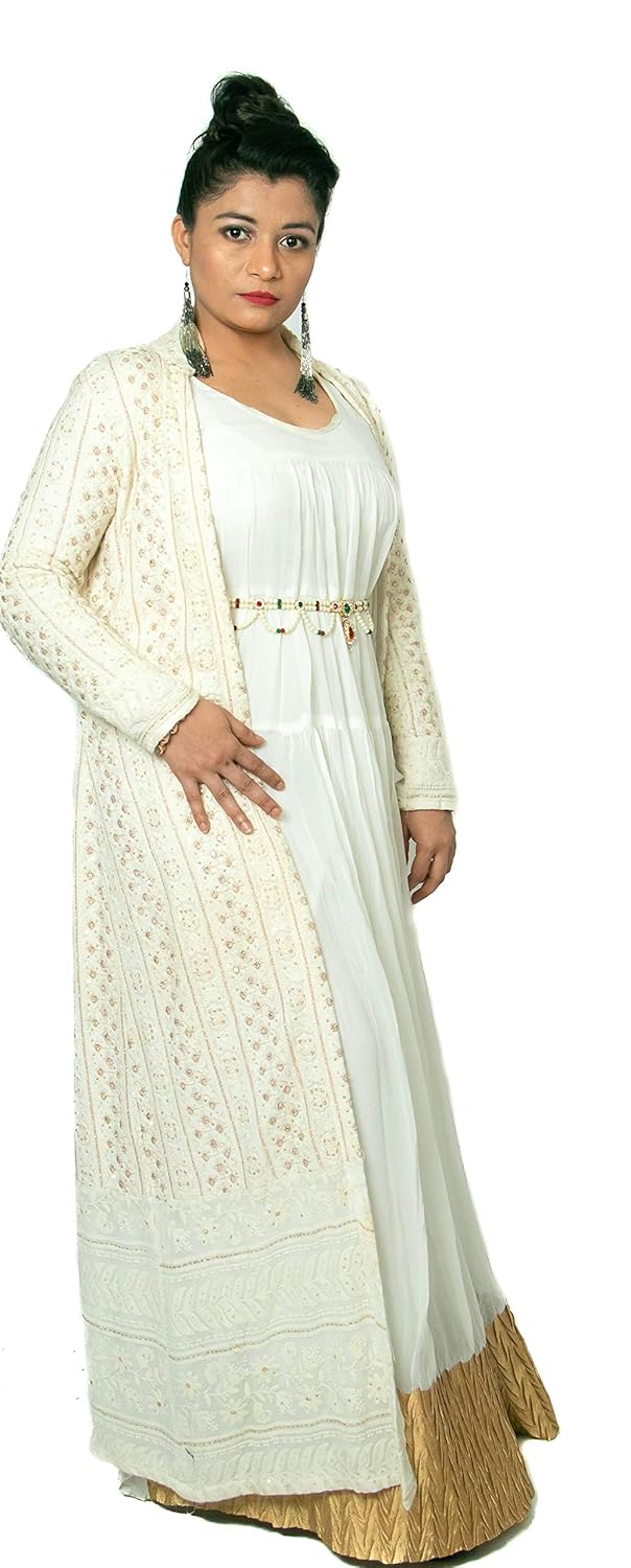 indo western gown with shrug