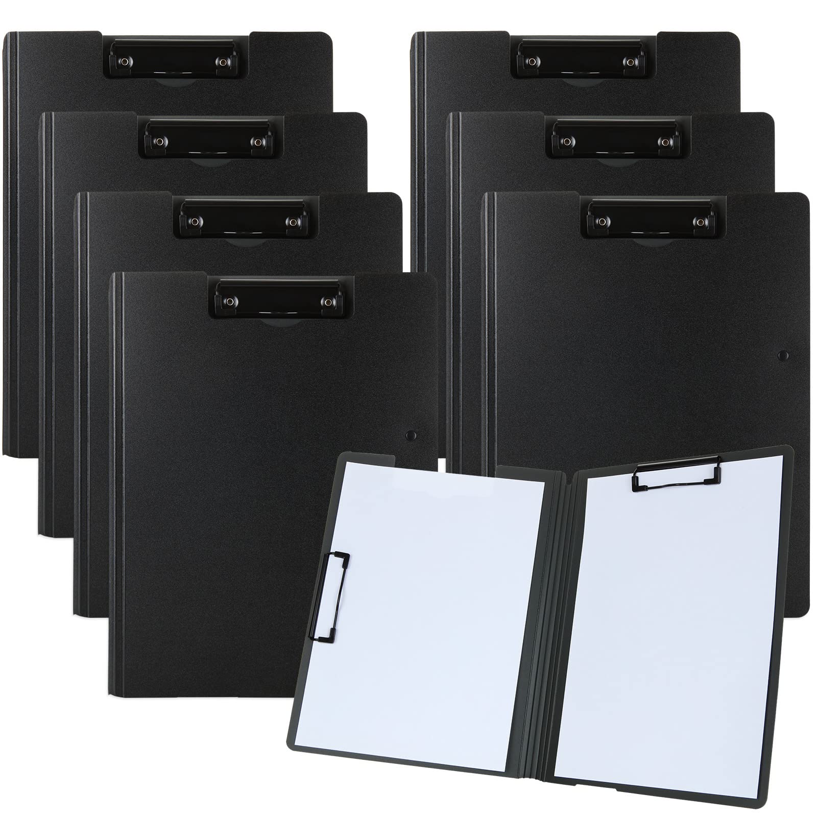 GOYADA 8 PCS A4 Clipboard Folder With Heavy Duty Clip, Foldover for Nurses, Business, Office, School - Black