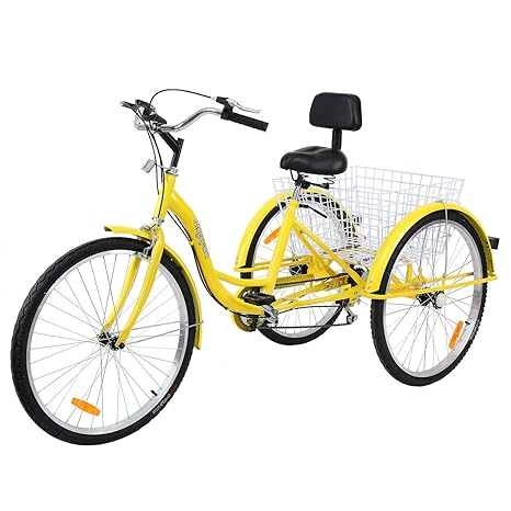 yellow adult tricycle