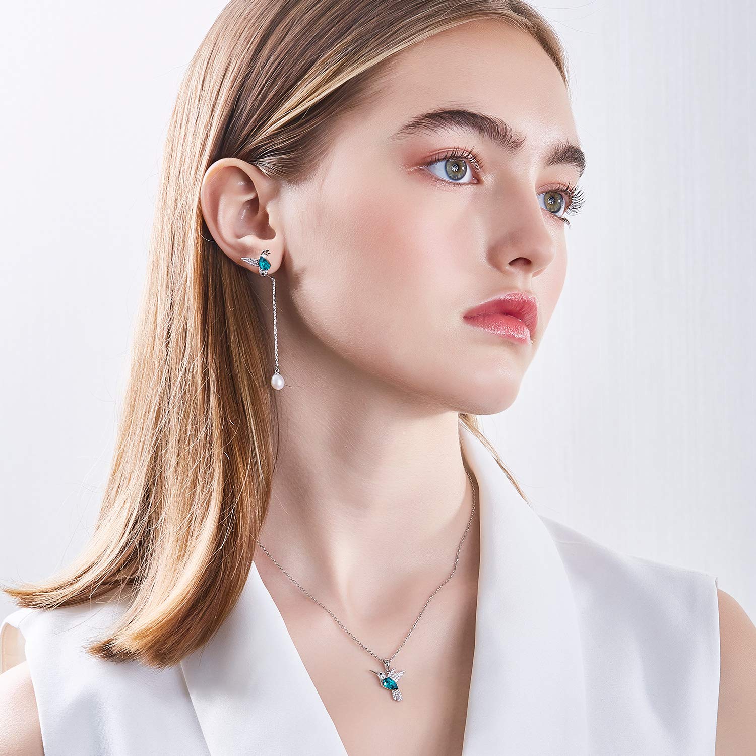 CDE Hummingbird Jewelry Set for Women 925 Sterling Silver Swarovski Necklaces Earrings Fine Jewelry Sets