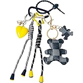 LRTJ Leather Bear Keychain,Cute Bag Charms for Handbag,Purse Charms for Tote Bag for Women