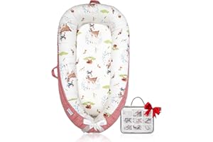 Meindoovm Baby Lounger | Organic Cotton Infant Lounger | Reversible, Adjustable & Portable Floor Lounger | Soft, Breathable, Washable Cover