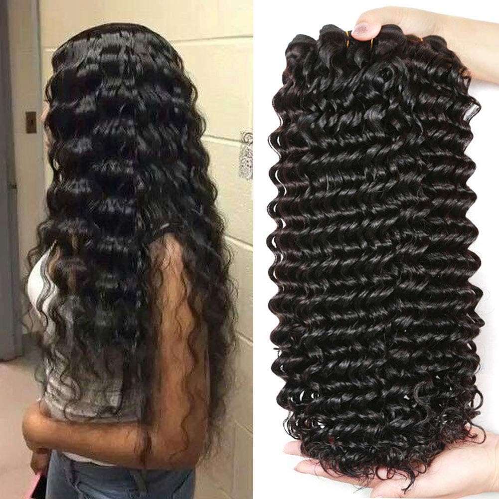 FZY 9a Brazilian Curly Hair Bundles Deep Curly Human Hair Bundles Brazilian Hair Bundles Natual Black Color 300g Total 18 20 22 inch