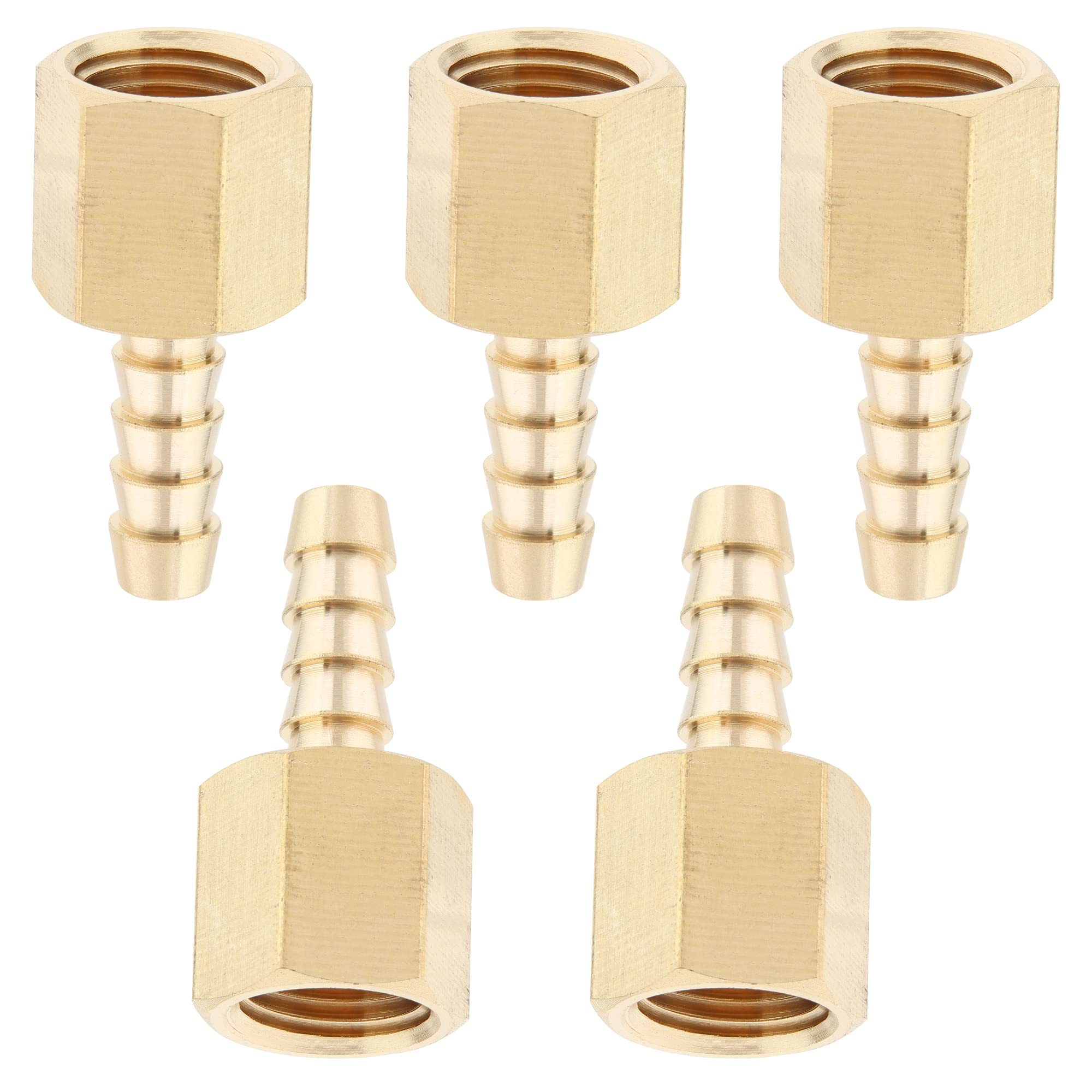 LTWFITTING Brass BSP Fitting Coupler/Adapter 1/4-Inch Female BSPP x 6mm Hose Barb(Pack of 5)