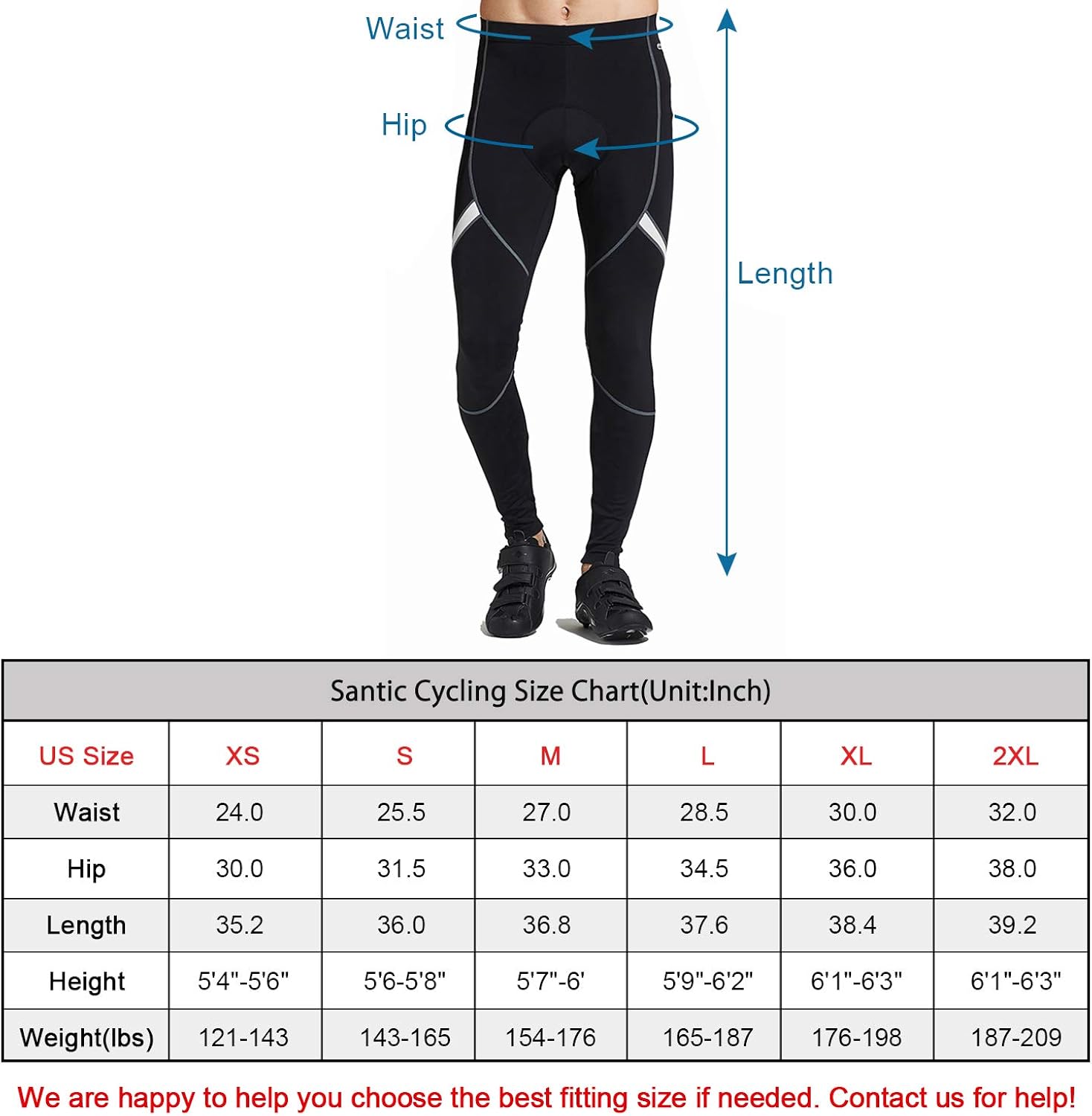 Santic Men's Cycling Bike Pants 4D Padded Long Bicycle Compression Tights Breathable Trousers: Clothing