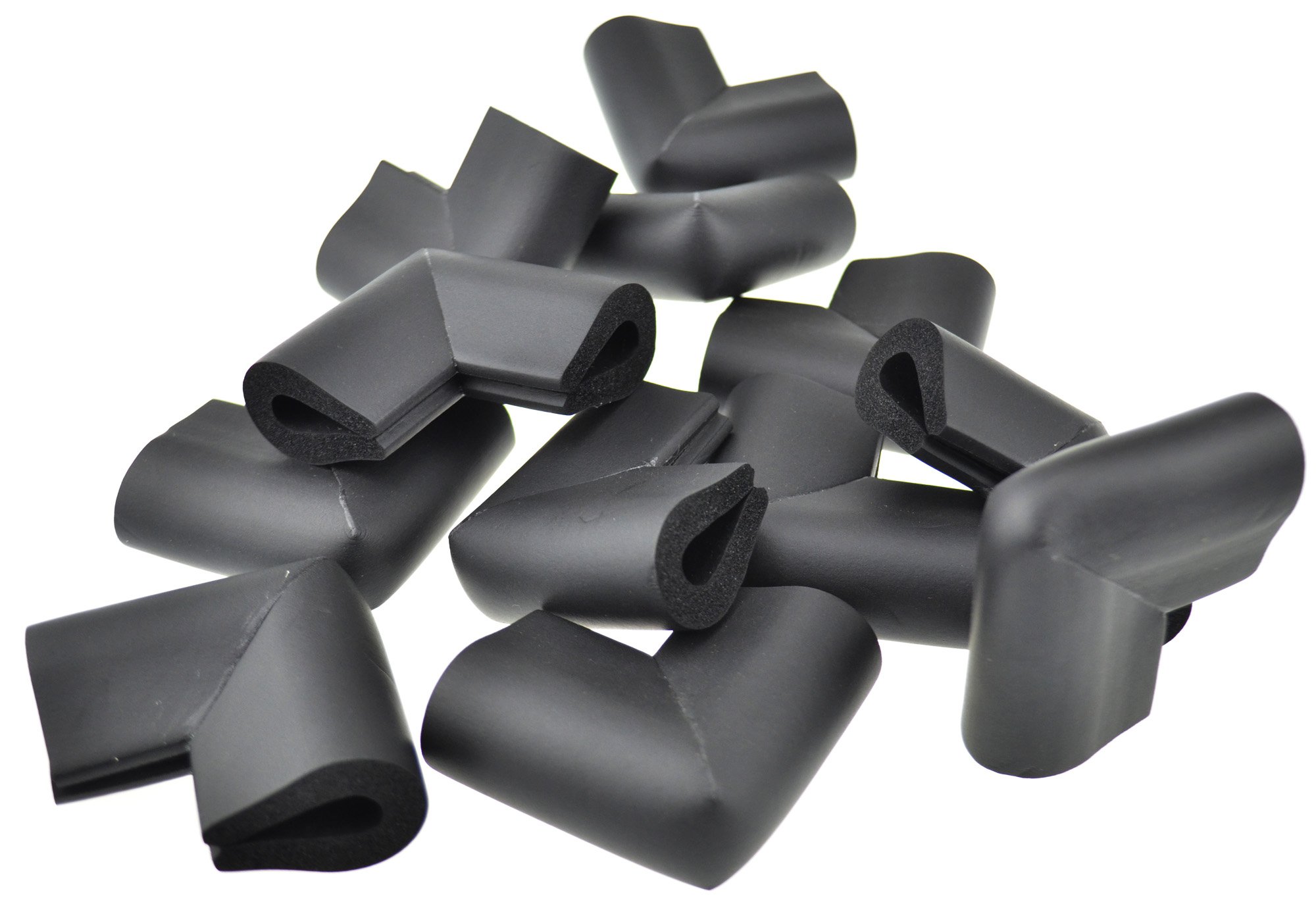 FiveSeasonStuff Table Corner Protectors for Kids | Baby Proofing and Child Safety with Peace of Mind | (Black) 12pcs Foam Guard Kit (for Glass Table U-Shape Double-Sided (Thickness: 5-8mm)