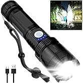 BERCOL Rechargeable Flashlights High Lumens, 90000 Lumens Super Bright LED Flash Light, 5 Modes, IPX5 Waterproof Handheld Flash Light for Home, Emergencies, Camping