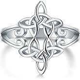 BORUO 925 Sterling Silver Ring Celtic Knot Heart Cross High Polish Tarnish Resistant Eternity Wedding Band Stackable Ring