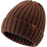 Home Prefer Mens Winter Hat Wool Fleece Lined Knit Beanie Hat Warm Stocking Caps