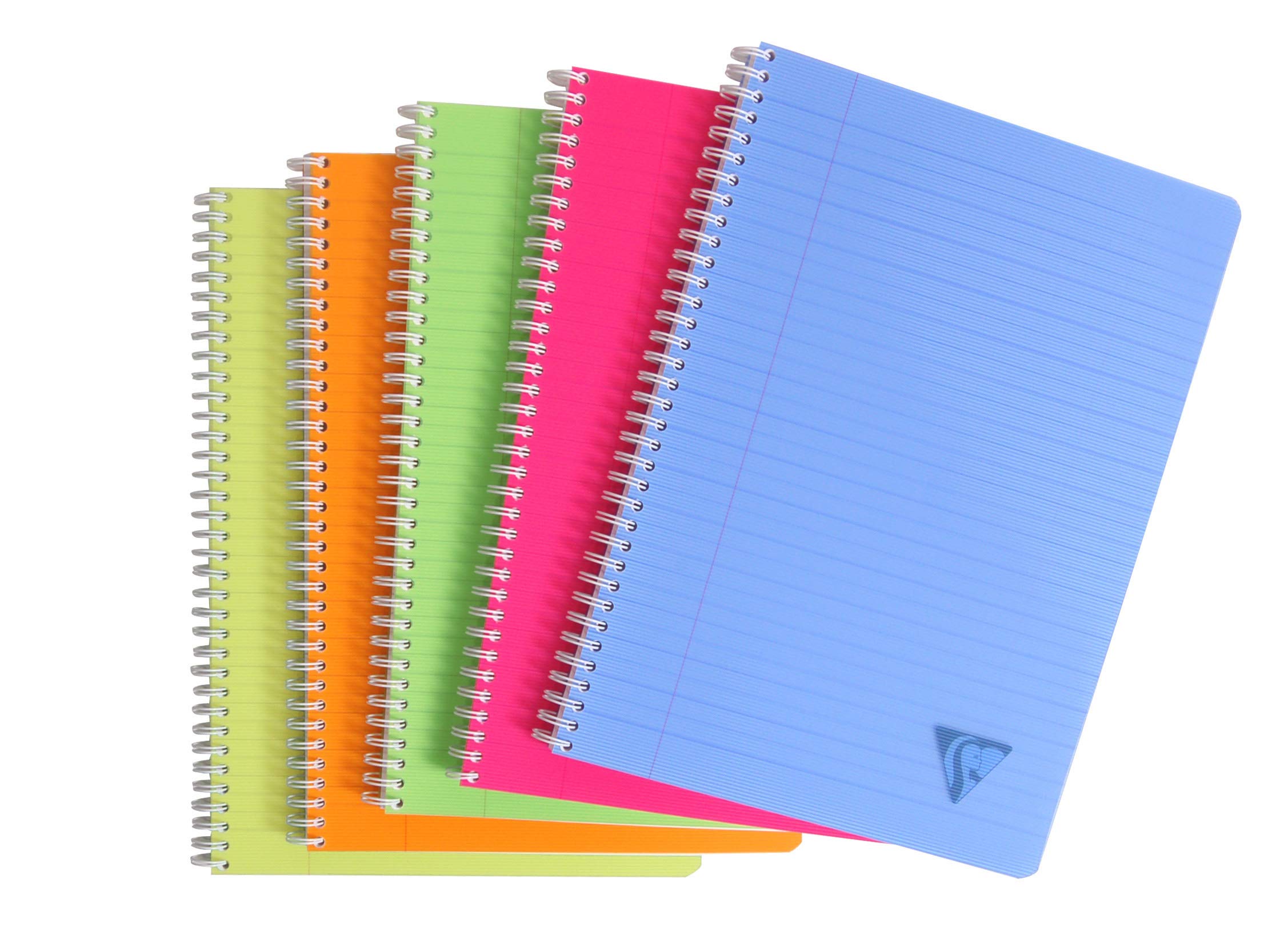 Clairefontaine 328145C LiniColour Fresh Collection Set of 10 Spiral Notebooks A4 21x29,7cm - 100 Lined Pages - White Paper 90g - Polypro Cover Random Colour