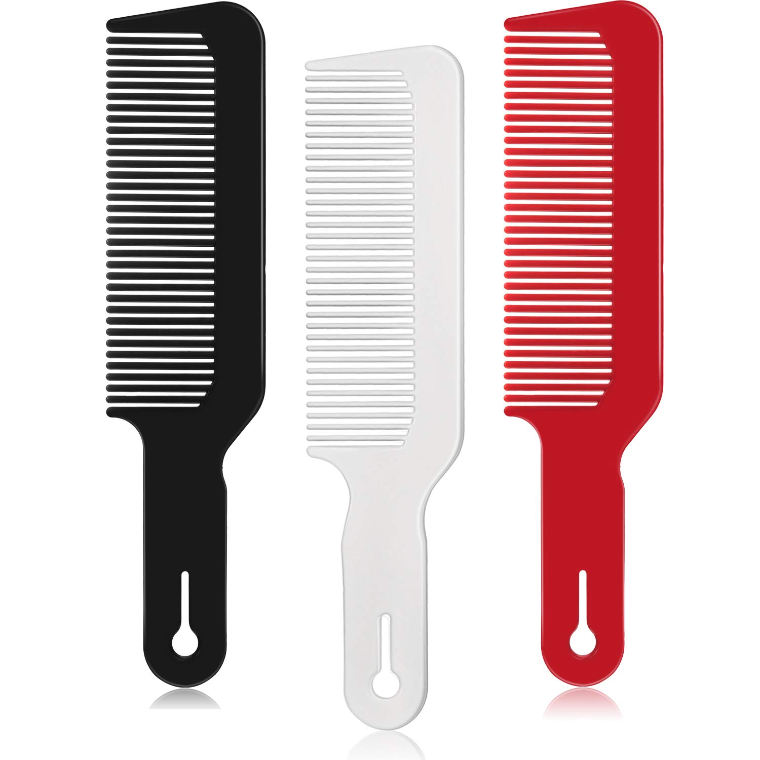 3 Pack Barber Combs Clipper Comb Flat Top Clipper Comb Hair Cutting Combs Great for Clipper-cuts and Flattops (Black, White, Red)