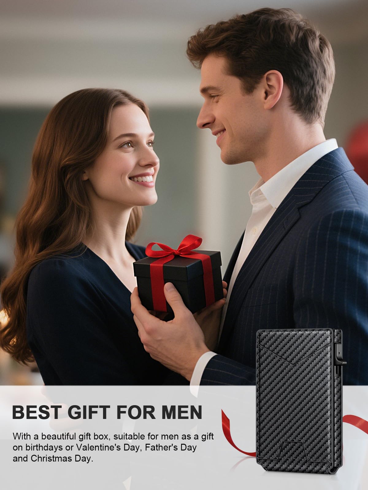 GHUKY Wallet for Men RFID Wallet with Money Clip, Slim Pop Up Card Holder for 10-12 Cards, Minimalist Smart Credit Card Case with ID Window, Bifold Metal Wallet for Front Pocket, Gifts for Men