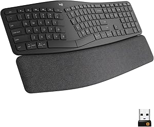 Logitech Ergo K860 Wireless Ergonomic Keyboard with Wrist Rest - Split Keyboard Layout for Windows/Mac, Bluetooth or USB Connectivity (Renewed)