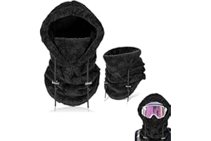 BOVVSKY Sherpa Hood Ski Mask, Winter Windproof Coldproof Plush Mask