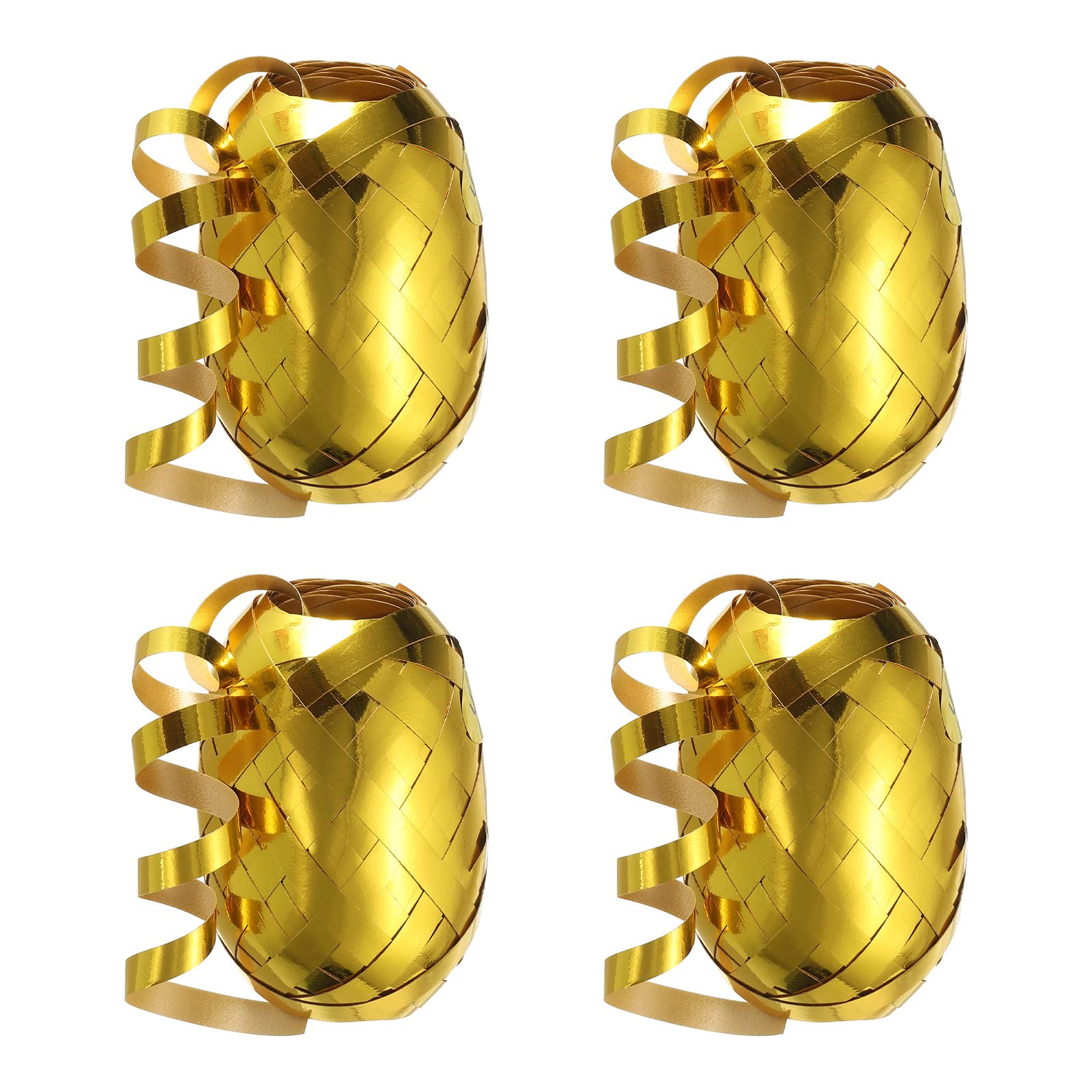 PATIKIL 4pcs Curling Ribbon Crimped Balloon String Shiny Metallic 5mm 10m for Christmas Wedding Gift Crafts Florists Decoration Gold