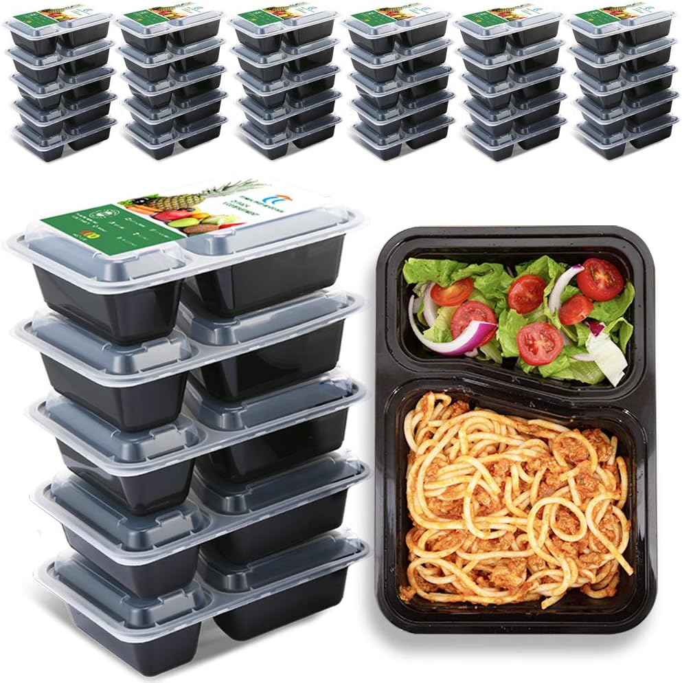 TT Meal Prep Containers 2 Compartments 30Ounce 51 Pack Food Prep