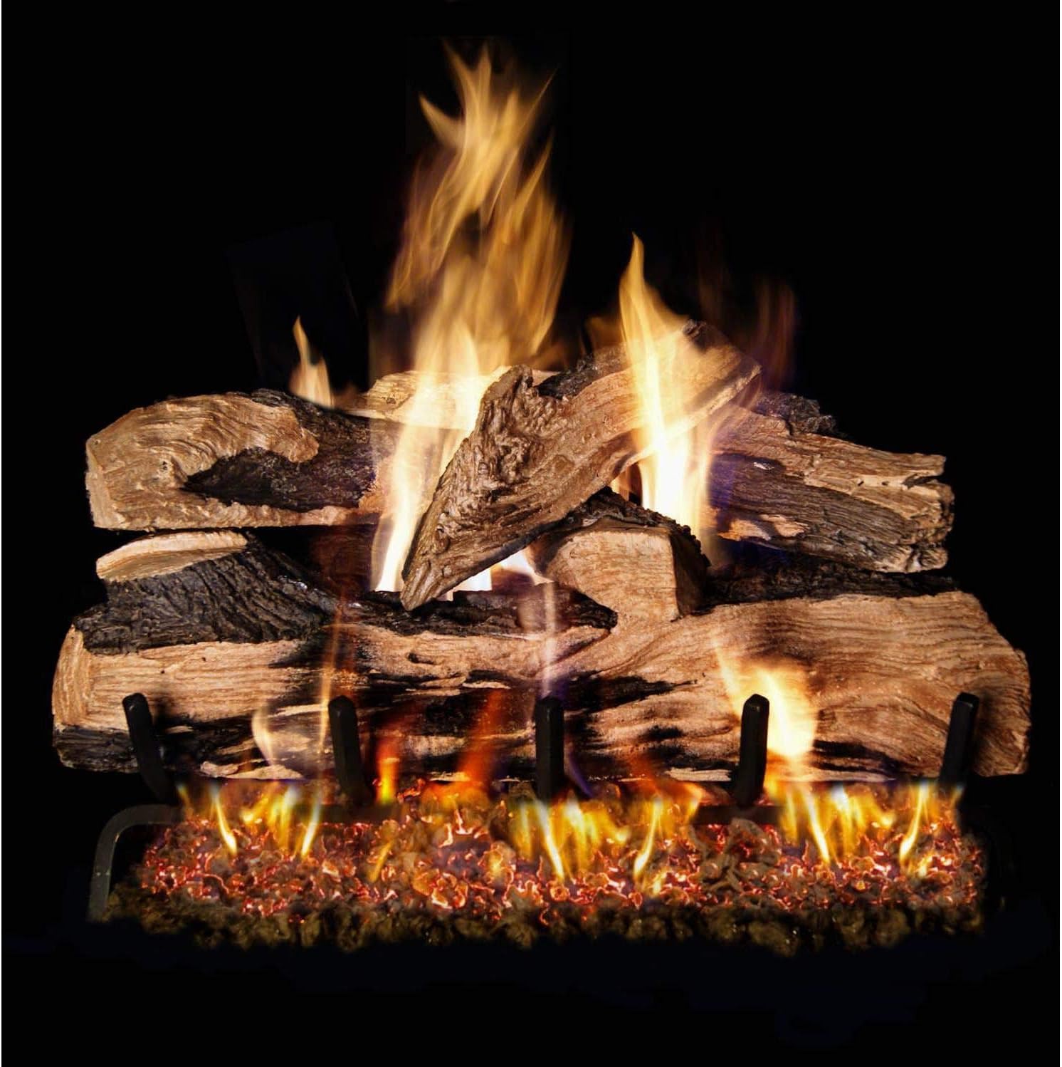 Peterson Real Fyre 20-inch Split Oak Designer Plus Log Set With Vented Natural Gas Ansi Certified G46 Burner - Variable Flame Remote
