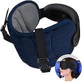 SARISUN Travel Pillow, Airplane Pillow with Sleep Eye Mask, 360° Support Headrest for Long Flight Road Trip, Stop Bobblehead 