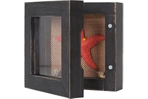 BECTSBEFF Small Shadow Box 3x3, Tiny Shadow Boxes Display Cases with Door, Mini Shadow Box Frame with Lid for Shells Taxidermy Keepsake Photos Tickets Coins-Weathered Black
