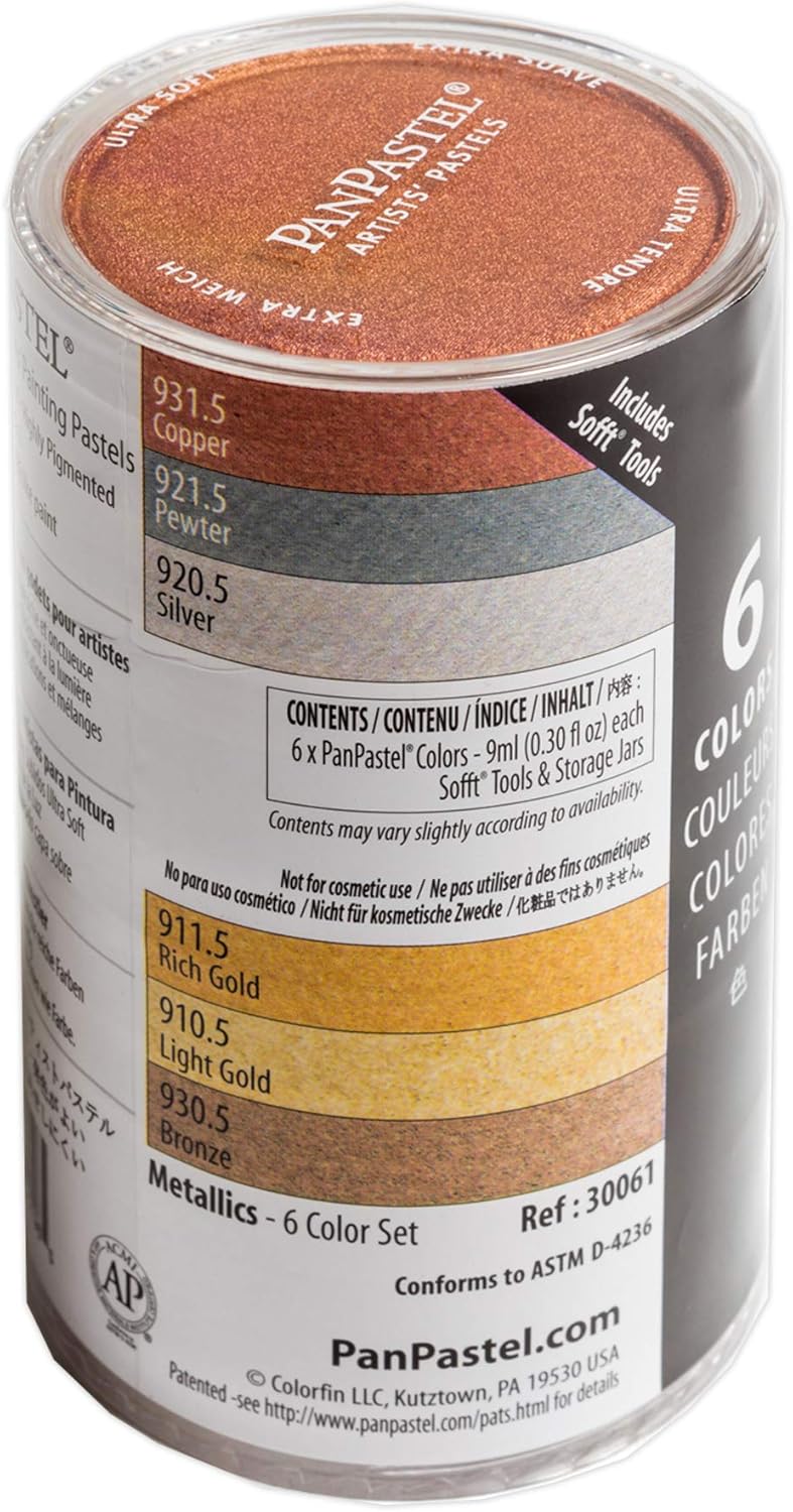 PanPastel Set of 6 Metallic Pastel Paints, Metallics, 1 count (Pack of 6)