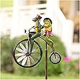 Vintage Bicycle Metal Wind Spinner- Metal Funny Frog Riding Vintage Bicycle Wind Sculptures, Cute Animal Kinetic Spinners Metal Pinwheel, Garden Sculptures for Yard and Garden Decor(A-Frog)